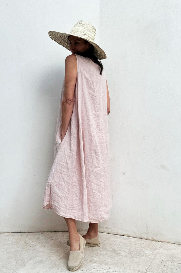 Belinda linen dress, pink