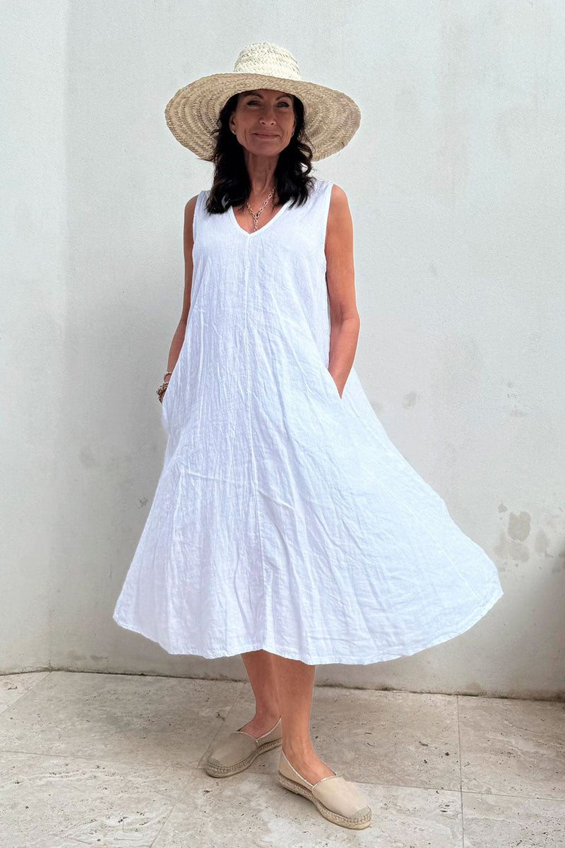 Belinda linen dress, white