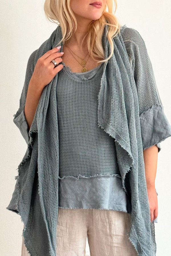 Crochet mesh huivi, smokey blue