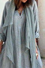 Belmont linen kaftan, smokey blue