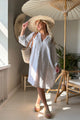 Belmont linen kaftan, beige capri stripe