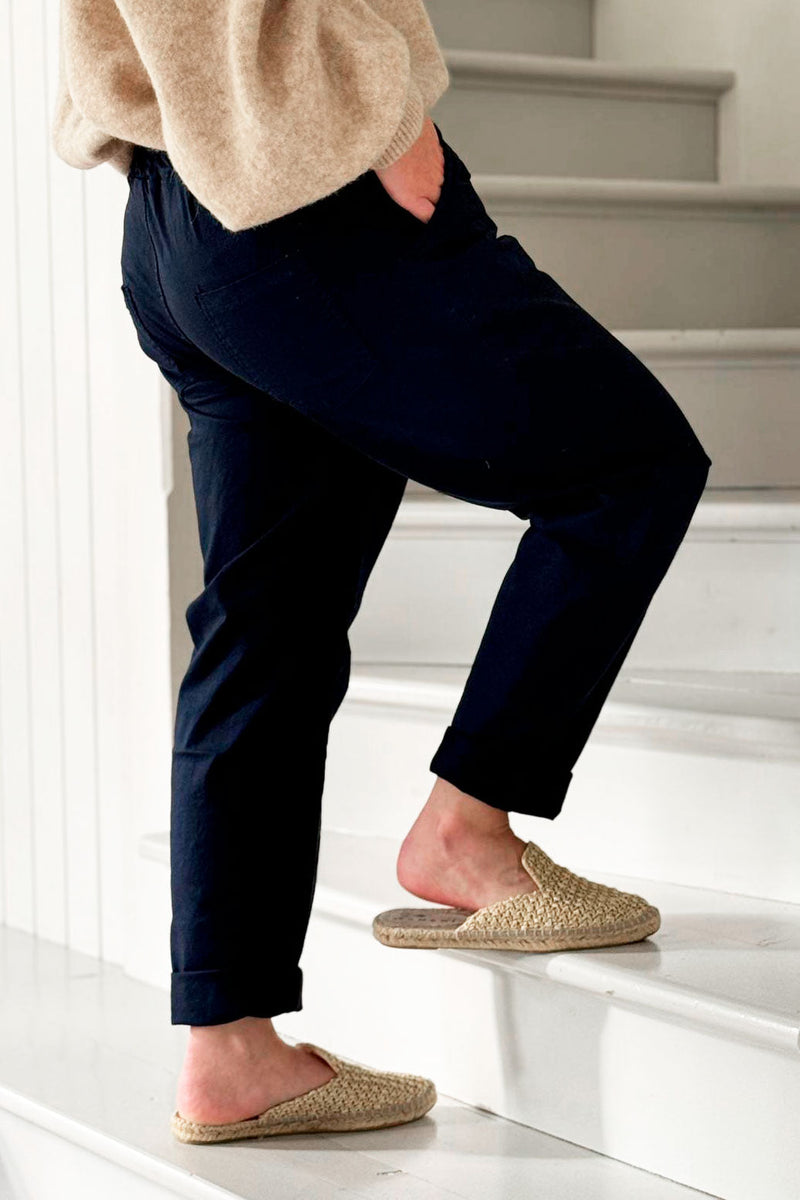 Bengaline cotton joggers, navy