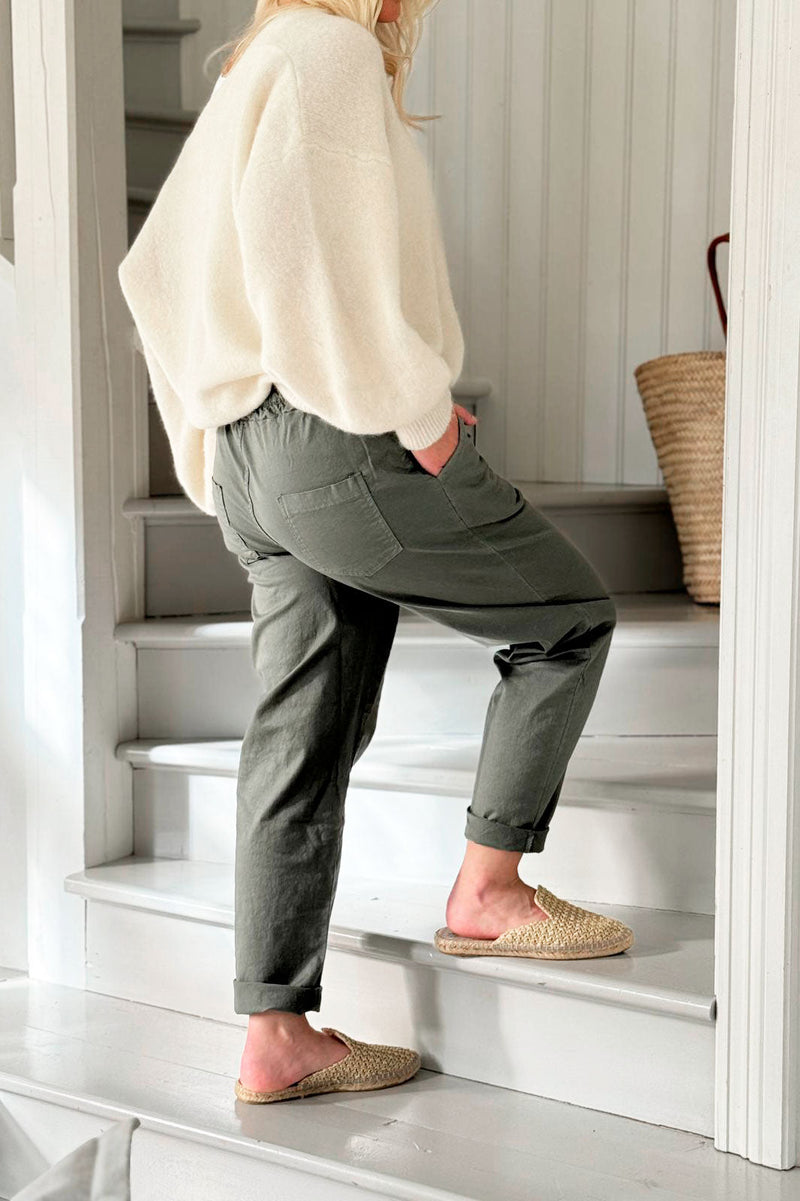 Bengaline cotton joggers, khaki