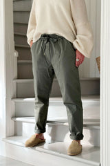 Bengaline cotton joggers, khaki