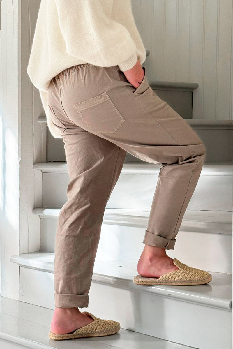 Bengaline cotton joggers, taupe