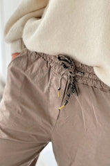 Bengaline cotton joggers, taupe