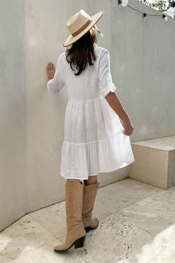 Bethany linen dress, white