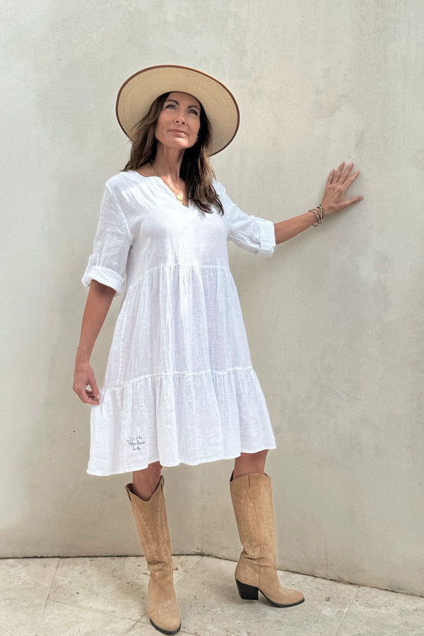 Bethany linen dress, white