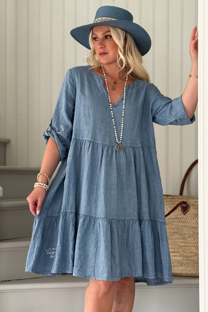 Bethany pellavamekko, denim blue