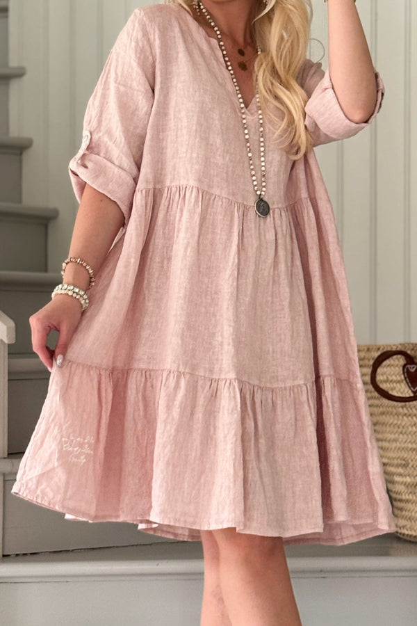Bethany linen dress, light pink