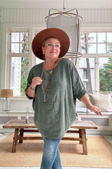 Bianca linen tunic, khaki