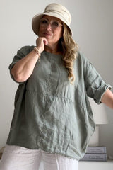 Bianca linen tunic, khaki