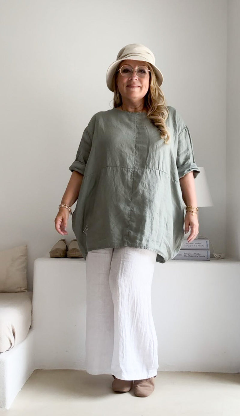 Bianca linen tunic, khaki