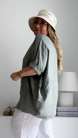 Bianca linen tunic, khaki