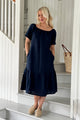 Bocca linen dress, navy