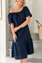 Bocca linen dress, navy