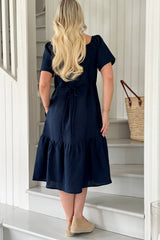 Bocca linen dress, navy