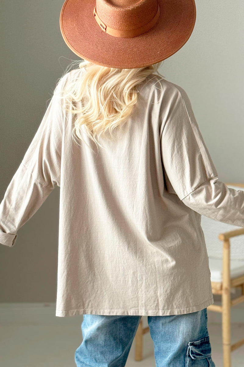 Bohemiana glitter long sleeve t-shirt, beige