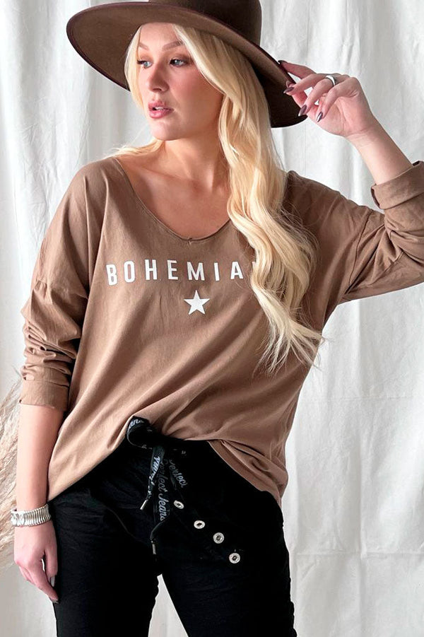 Bohemiana Star pitkähihainen t-paita, caramel