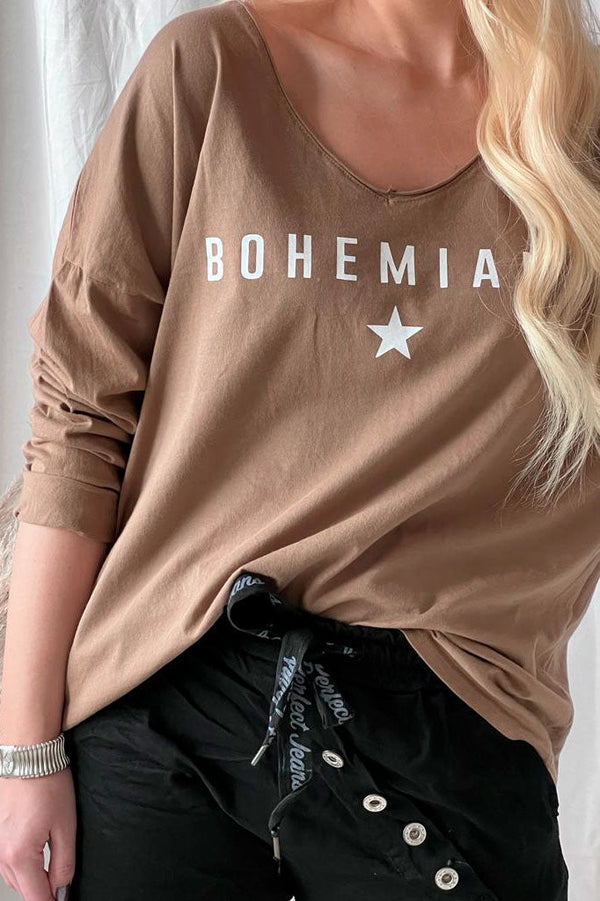 Bohemiana star long sleeve top, caramel