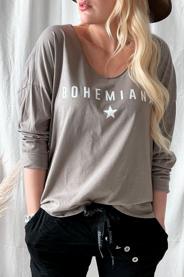 Bohemiana Star pitkähihainen t-paita, taupe