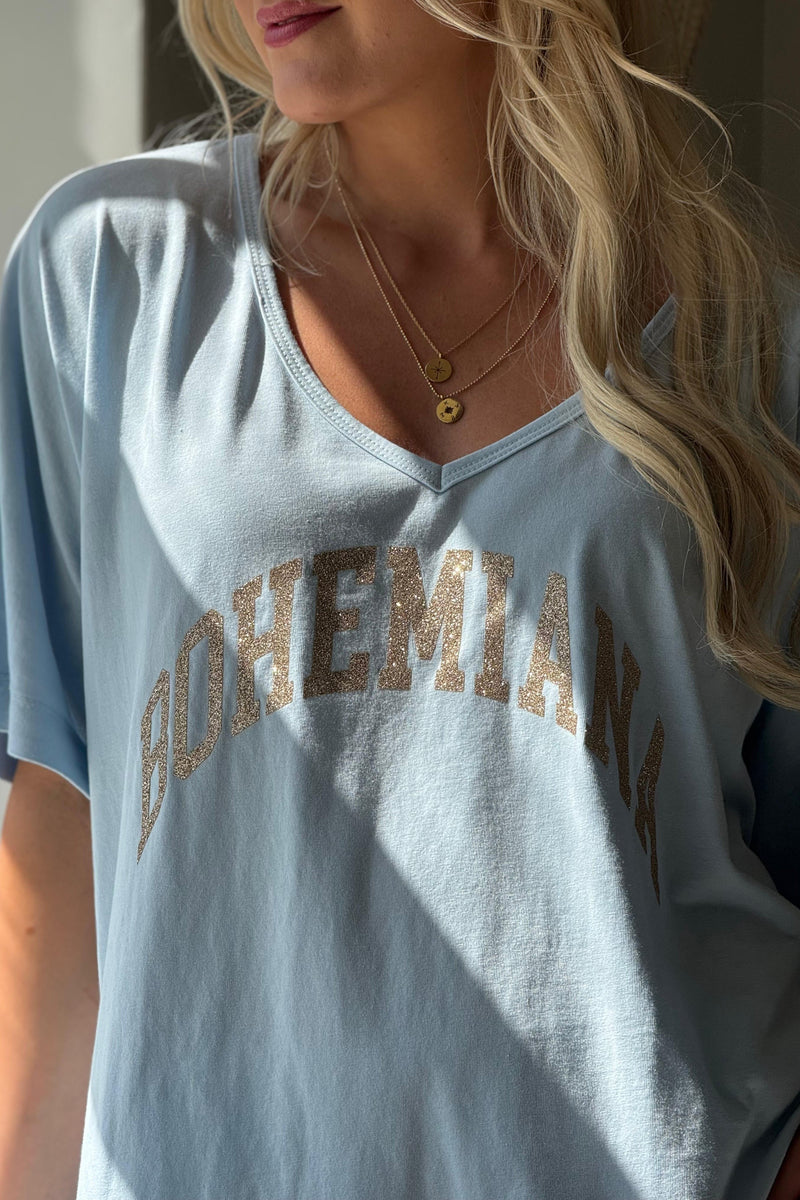 Bohemiana glitter t-paita, light blue