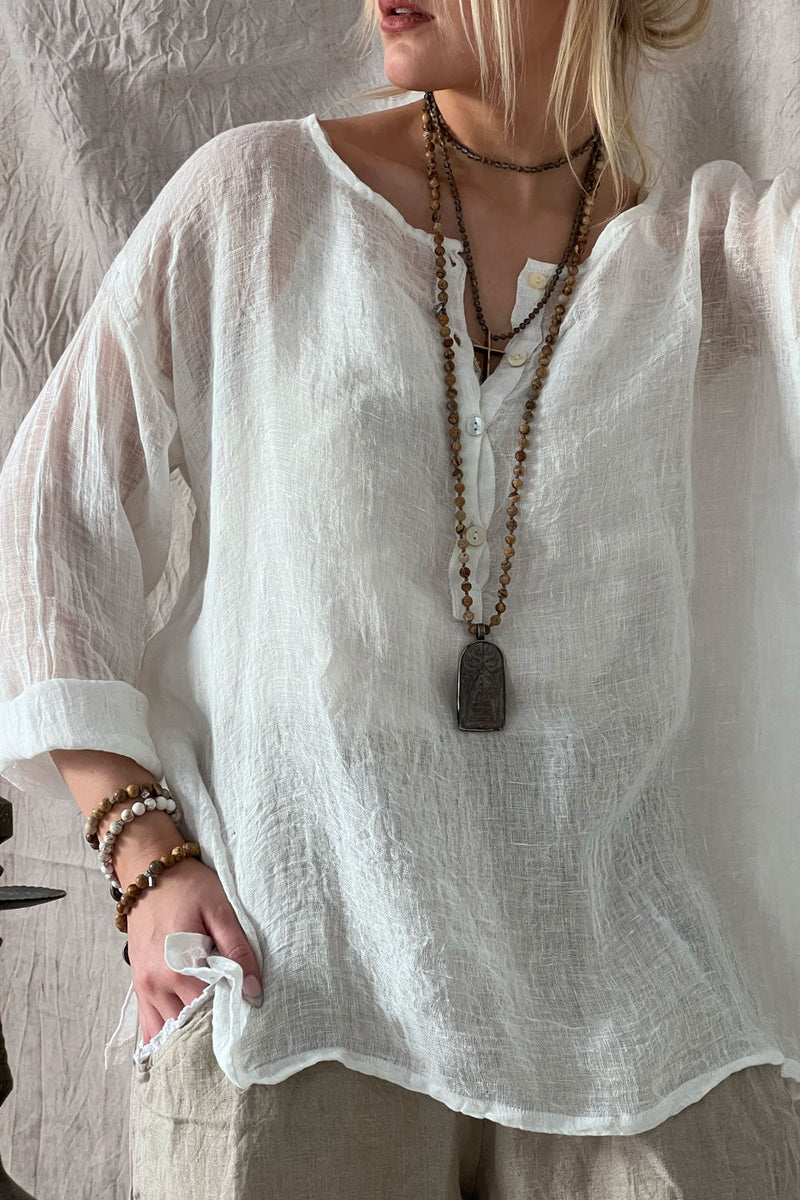 Boho buttons linen shirt, off white