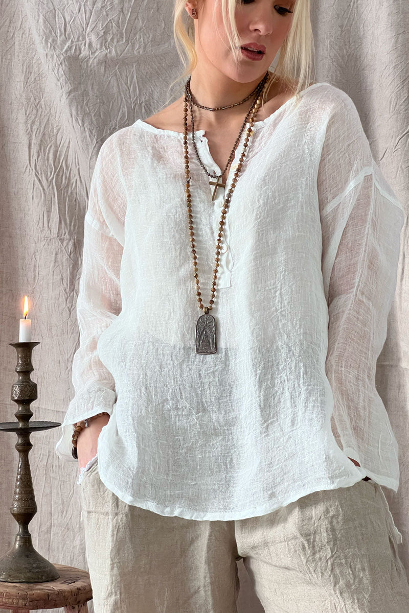 Boho buttons linen shirt, off white