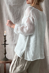 Boho buttons linen shirt, off white