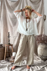 Boho linen shirt, off white