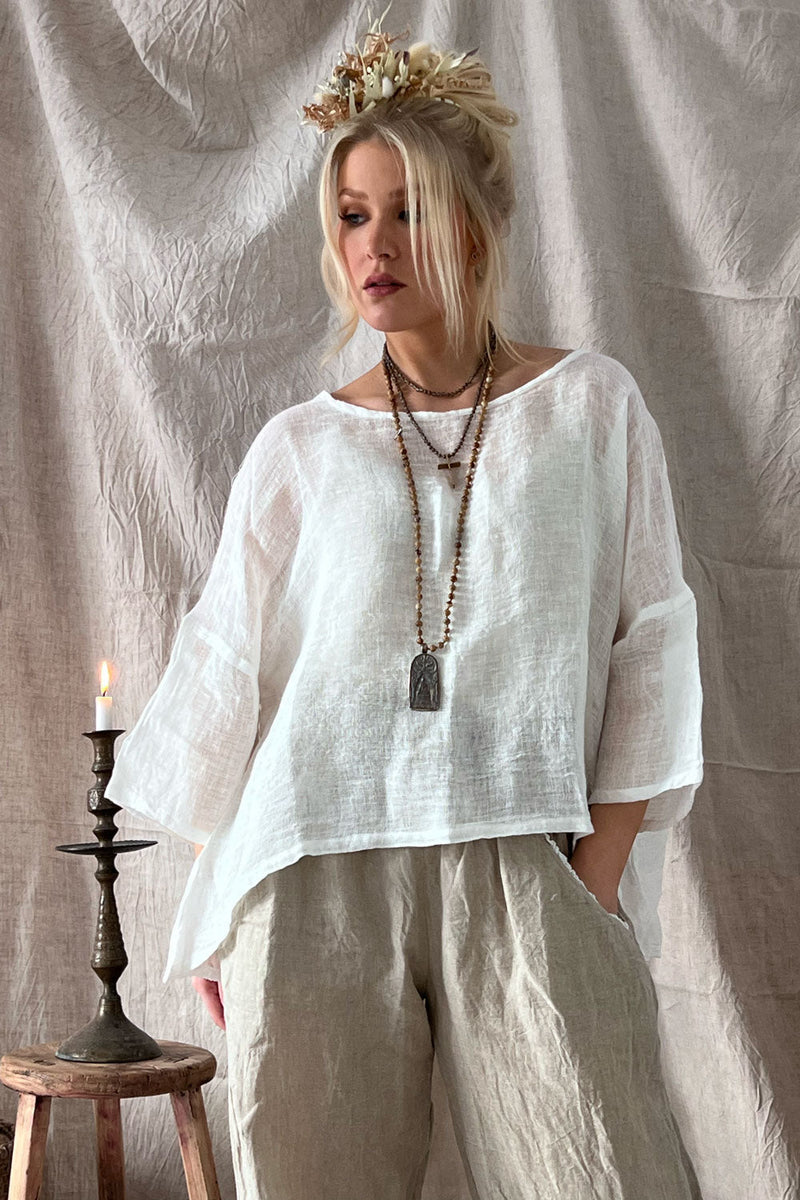 Boho linen shirt, off white