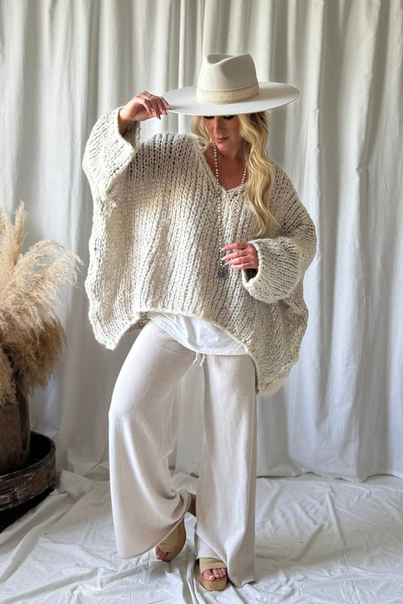 Boho romance jumper, beige