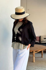 Linen bolero, black