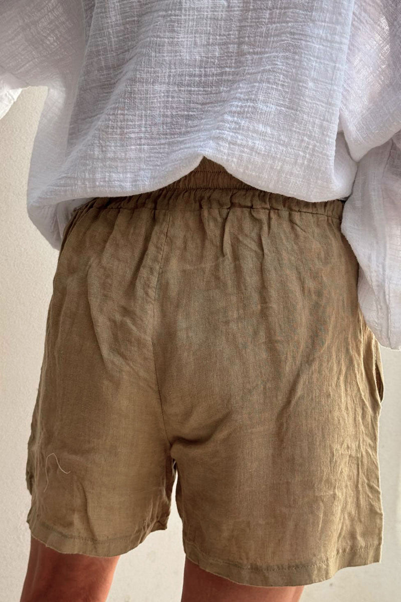 Bondi linen shorts, savanna