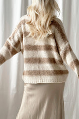 Boucle raitaneule, luonnonvalkoinen/beige