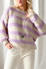 Boucle striped jumper, offwhite/lilac