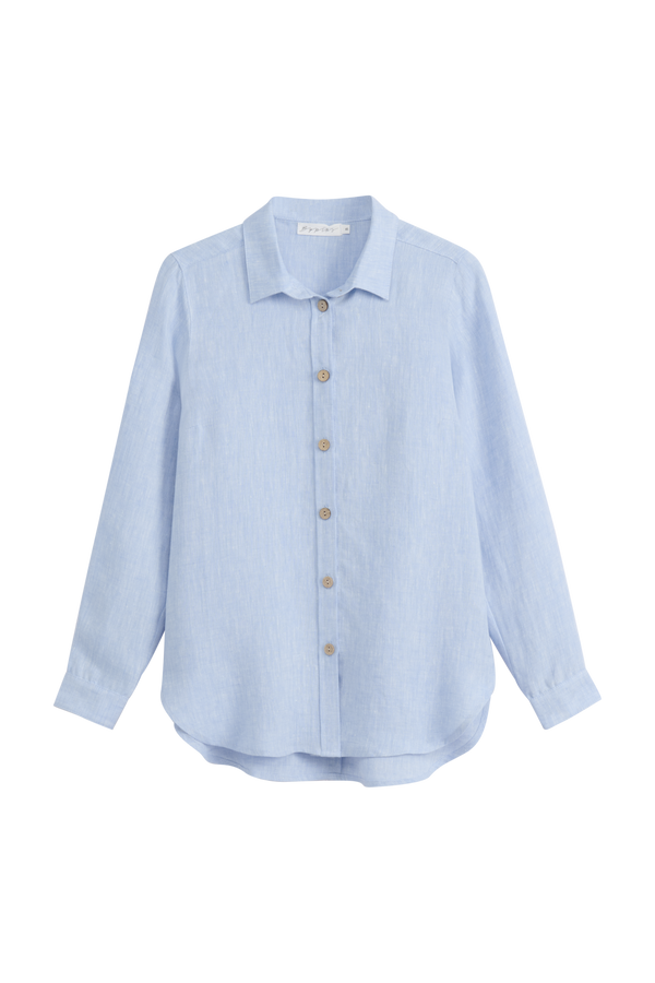 Boyfriend linen blouse, oxford blue