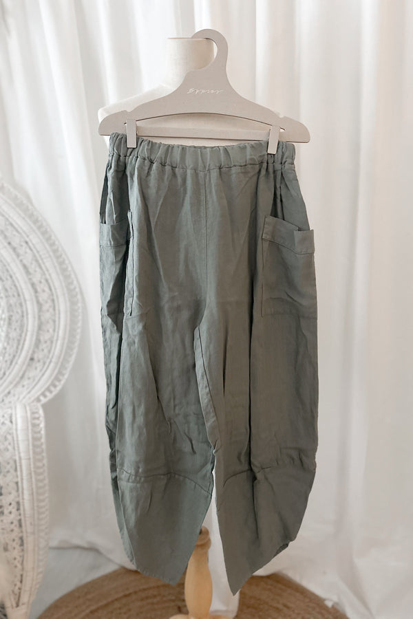 Coccoon linen trousers, camo