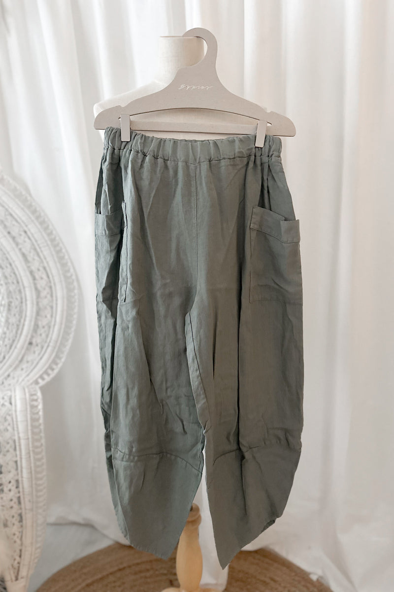 Coccoon linen trousers, camo