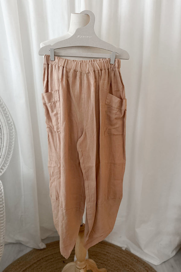 Coccoon linen trousers, powder