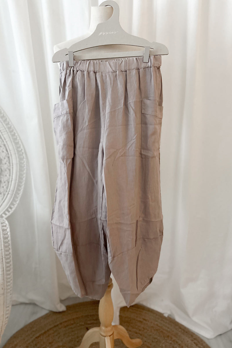 Coccoon linen trousers, silverpink