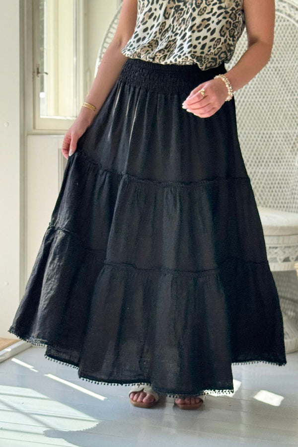 Calliente linen skirt, black