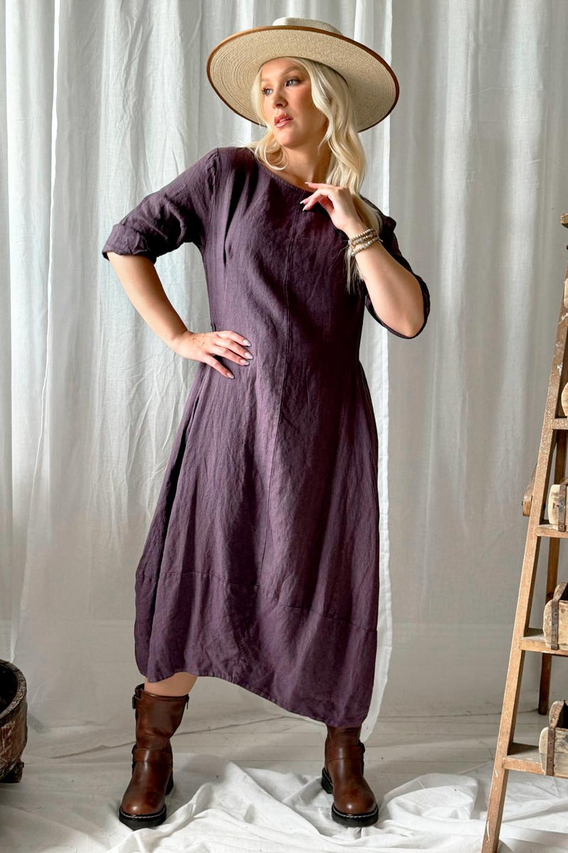 Carmolina linen dress, grape