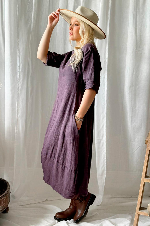 Carmolina linen dress, grape