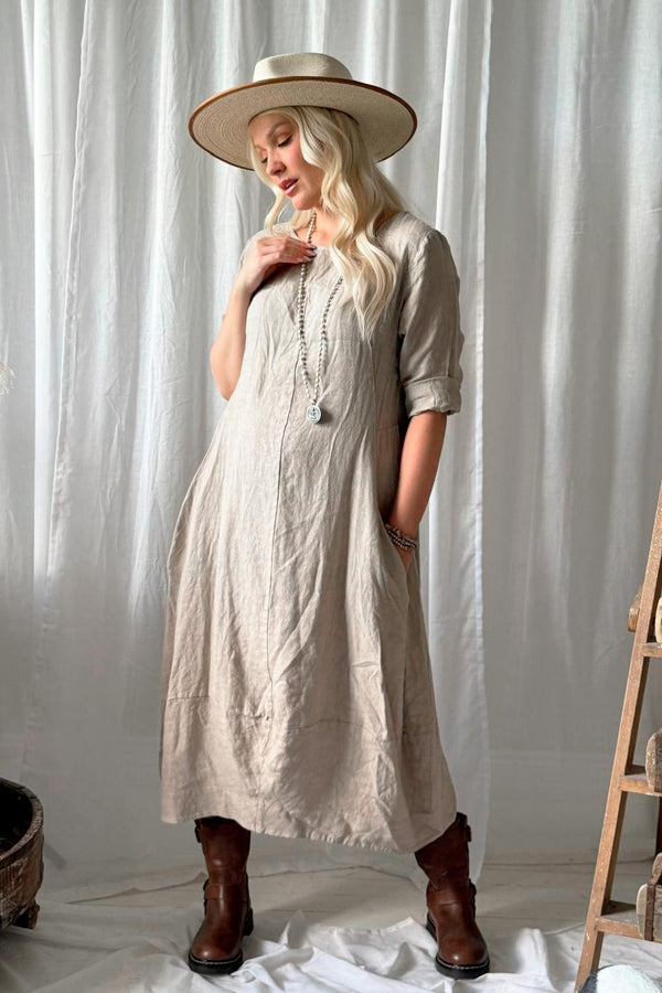 Carmolina linen dress, cashmere