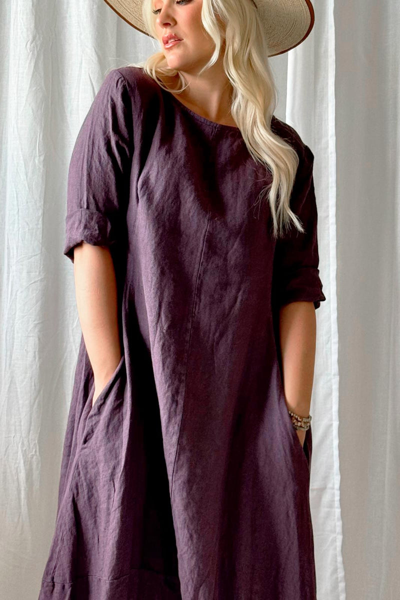 Carmolina linen dress, grape