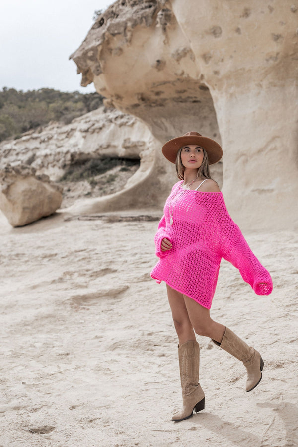 Carole mohair knit, miami pink