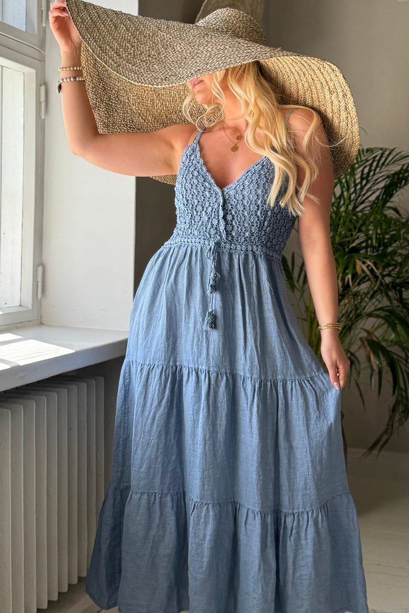Casablanca pellavamekko, denim blue