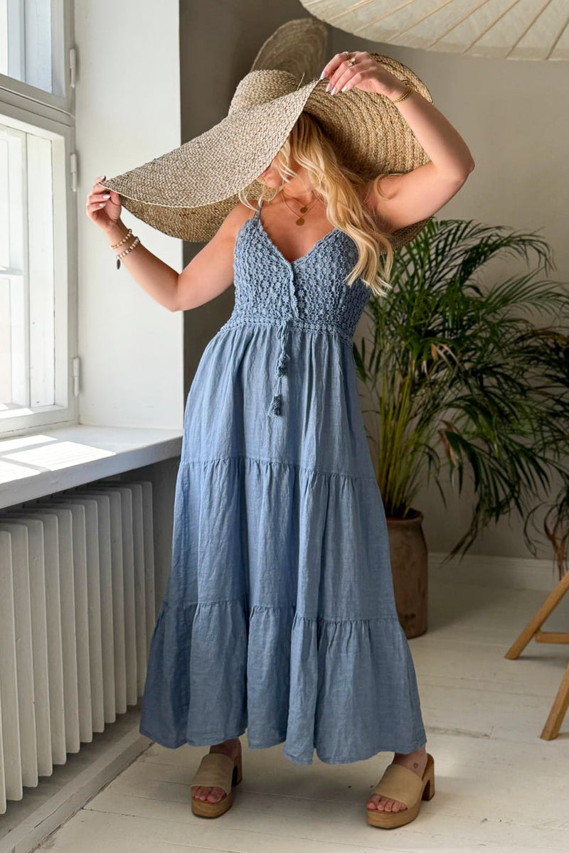Casablanca pellavamekko, denim blue