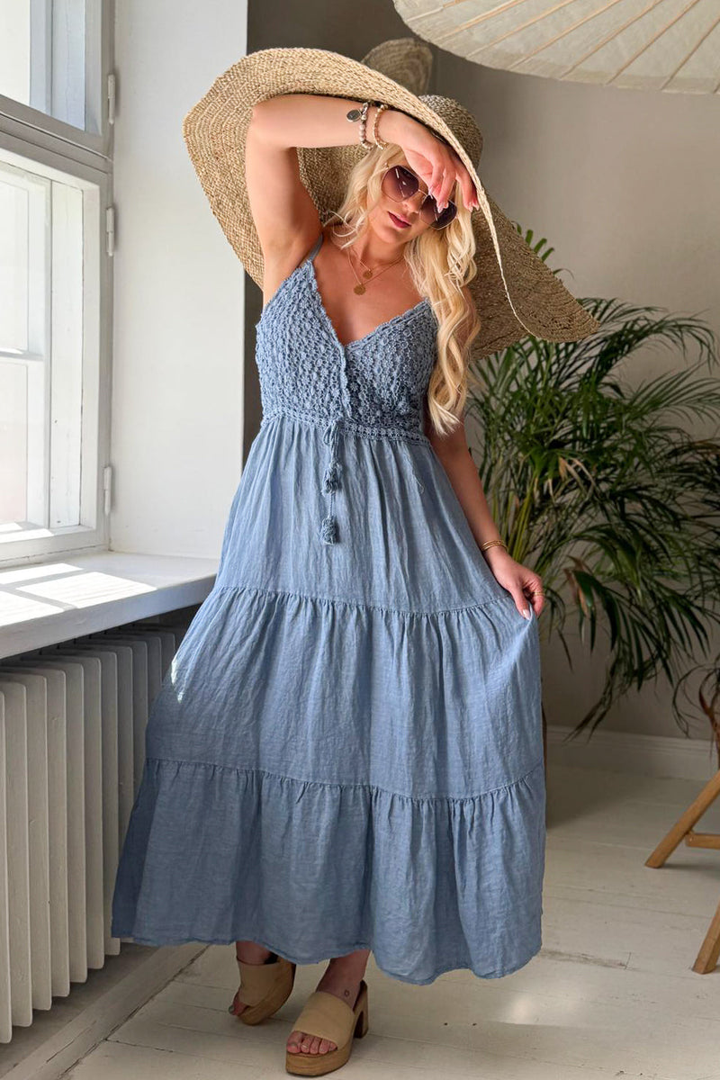 Casablanca pellavamekko, denim blue
